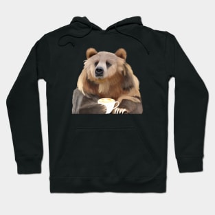 Grizzly Bear With Coffee Hoodie
